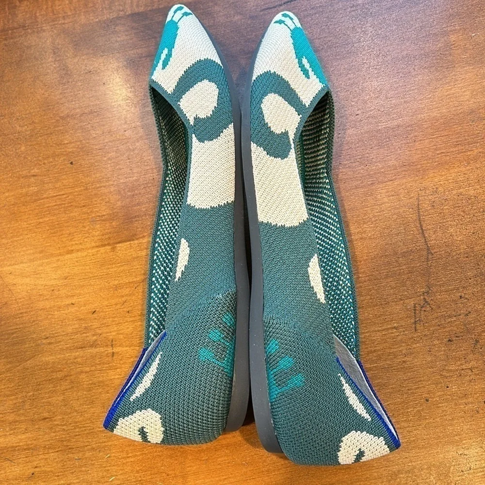 Rothy’s the point teal Moroccan retired flats women size 8 new without box